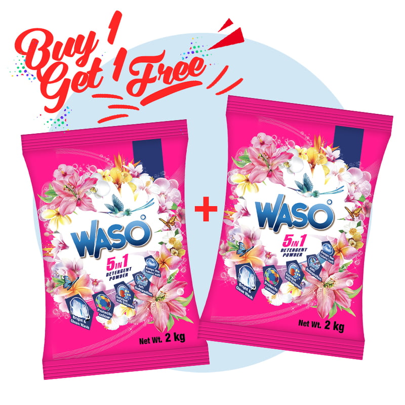 WASO | 5-in-1 Detergent Powder 2KG (Buy 1 Get 1)