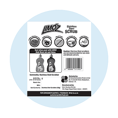 LIMOZ | Stainless Steel Scrub 11G (Pack of 12) LIMOZ | Stainless Steel Scrub 11G (Pack of 12)